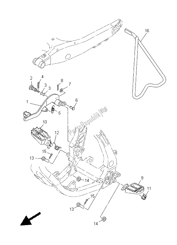 Alle onderdelen voor de Standaard & Voetensteun van de Yamaha YZ 250 2015