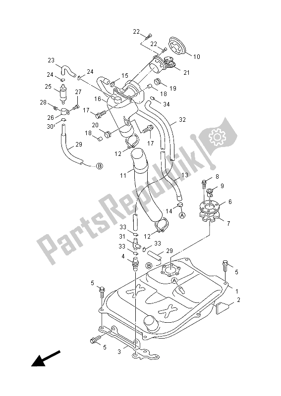 All parts for the Fuel Tank of the Yamaha NXC 125 EA 2012