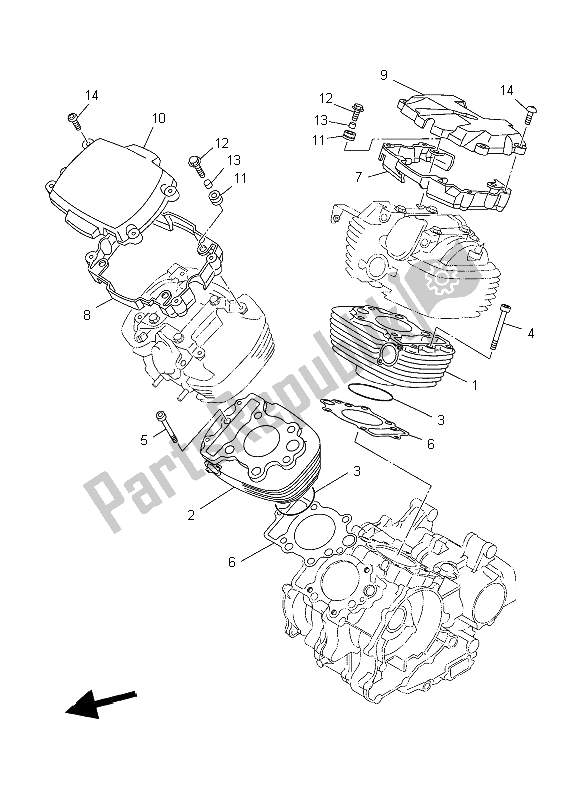 All parts for the Cylinder of the Yamaha XVS 650A Dragstar Classic 2006