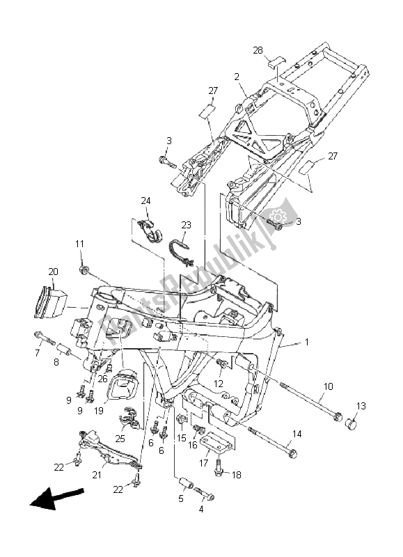 All parts for the Frame of the Yamaha TDM 900 2008