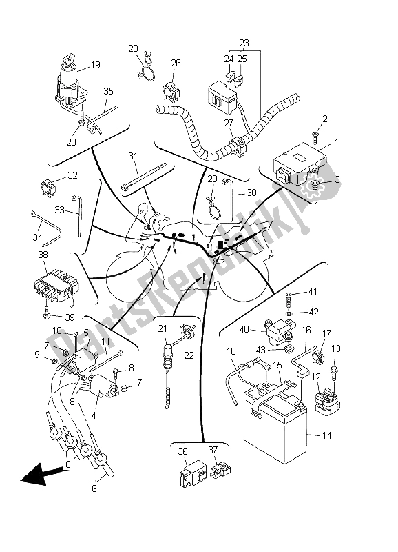 All parts for the Electrical 1 of the Yamaha FZS 1000 Fazer 2002