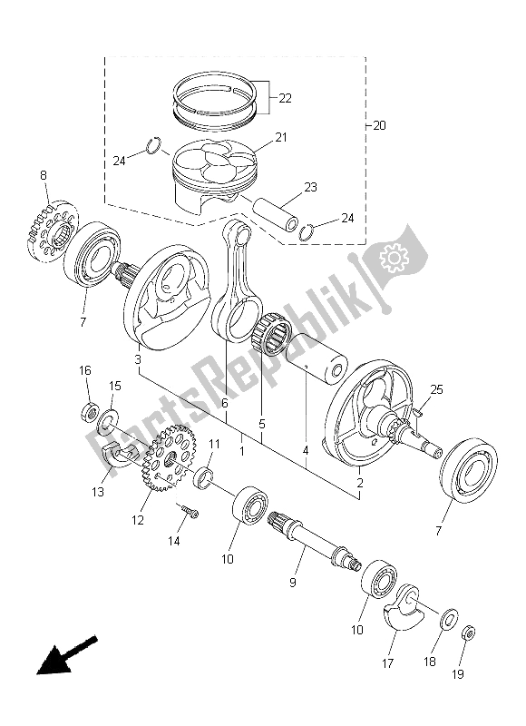 Tutte le parti per il Albero Motore E Pistone del Yamaha YZ 250F 2014