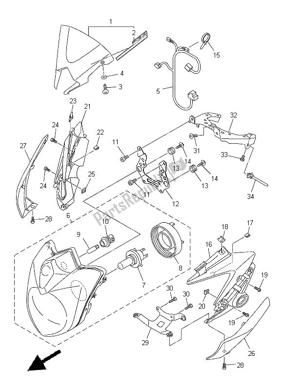 All parts for the Headlight of the Yamaha FZ8 N 800 2014