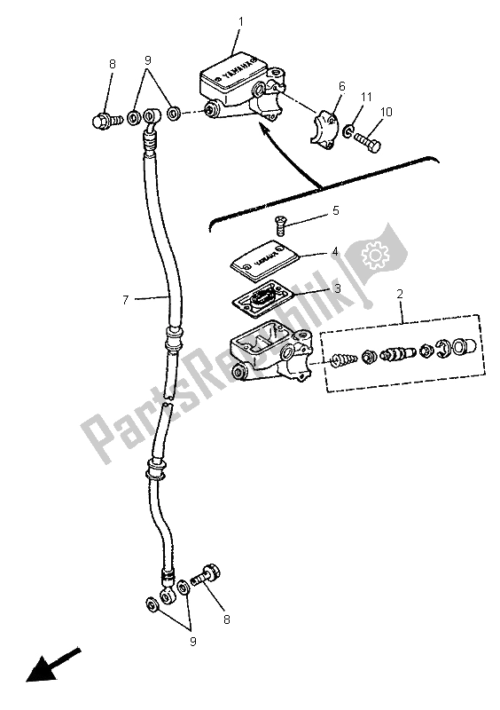 Alle onderdelen voor de Voorste Hoofdcilinder van de Yamaha XV 250 S Virago 1997