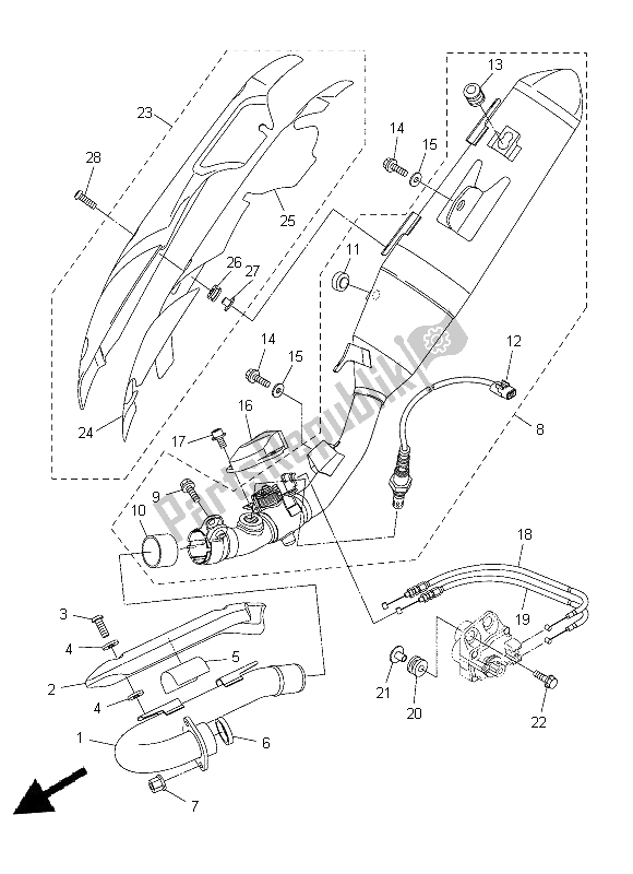 Alle onderdelen voor de Uitlaat van de Yamaha WR 250X 2014