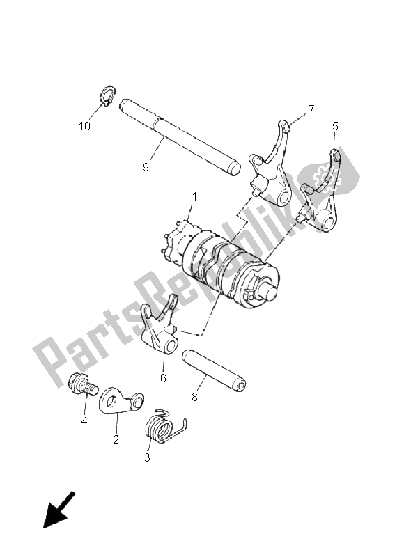 All parts for the Shift Cam & Fork of the Yamaha DT 125 RE 2005