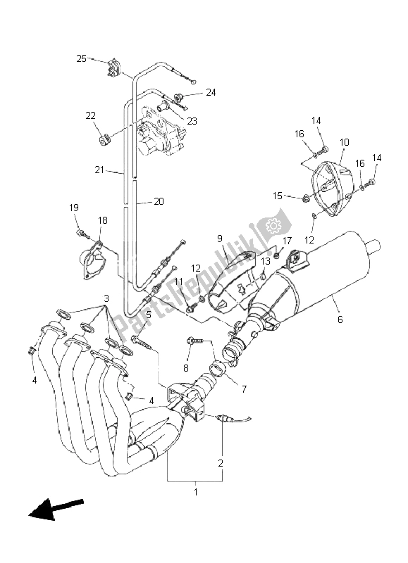All parts for the Exhaust of the Yamaha FZ1 SA Fazer 1000 2011