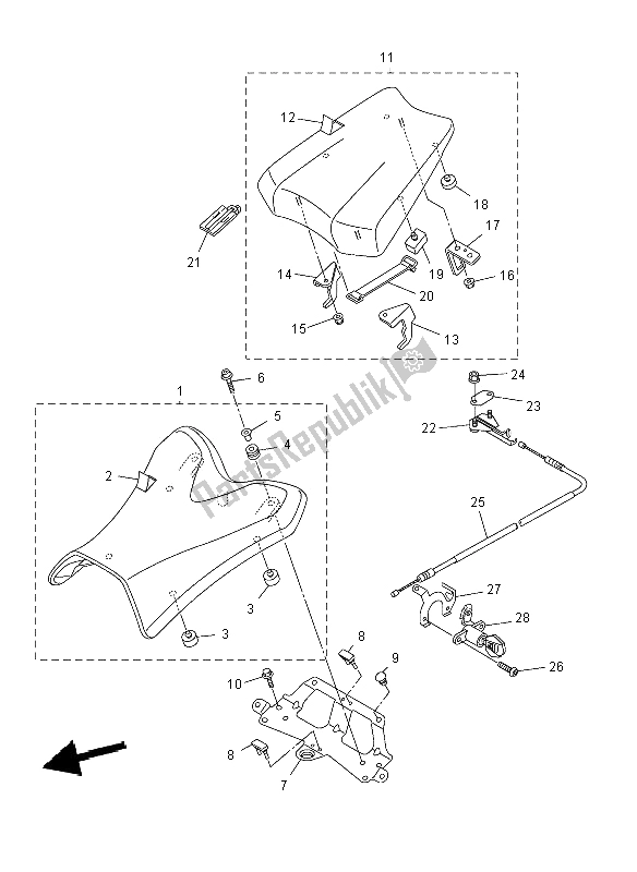 Tutte le parti per il Posto A Sedere del Yamaha FZ8 S 800 2012