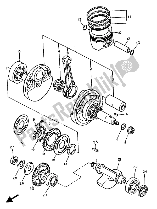 All parts for the Crankshaft & Piston of the Yamaha TT 600S 1993