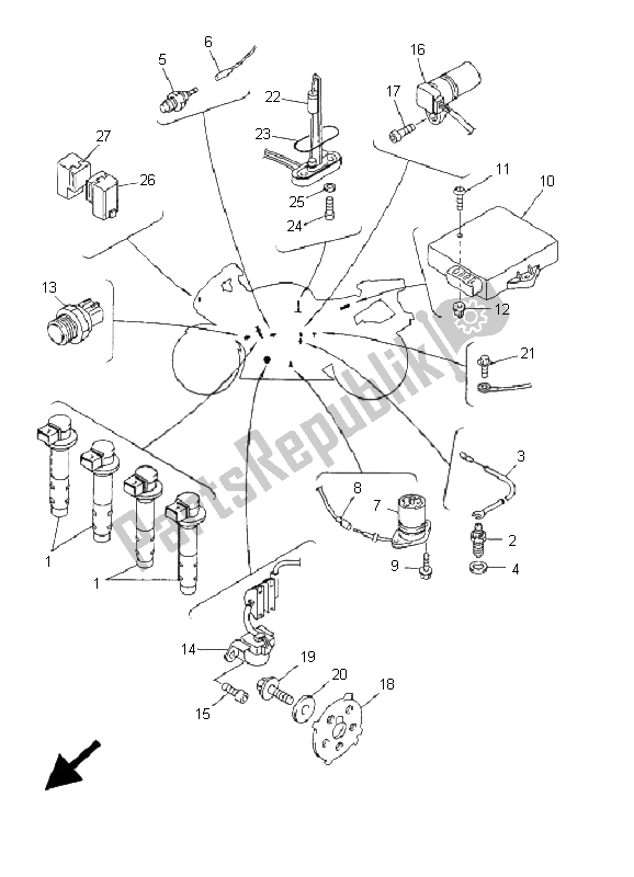 Tutte le parti per il Elettrico 1 del Yamaha YZF R6 600 2001