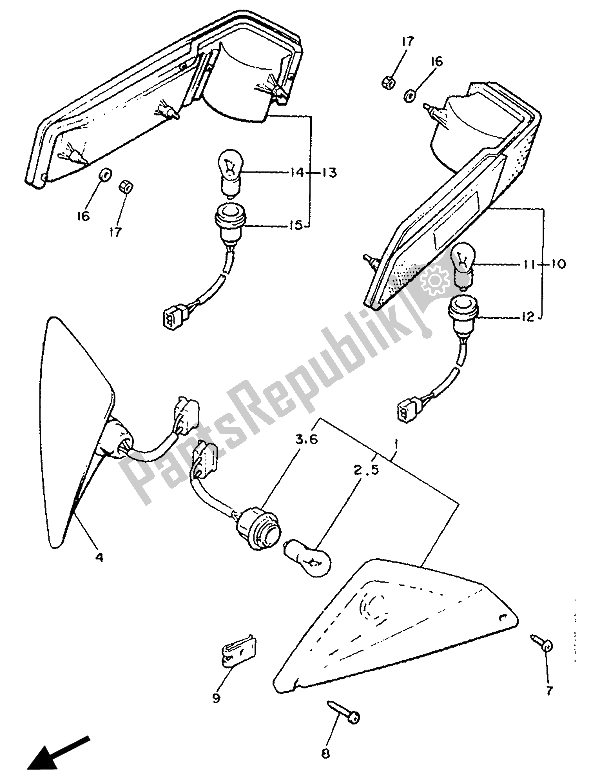 Toutes les pièces pour le Lumière Clignotante du Yamaha XVZ 13 TD Venture Royal 1300 1990