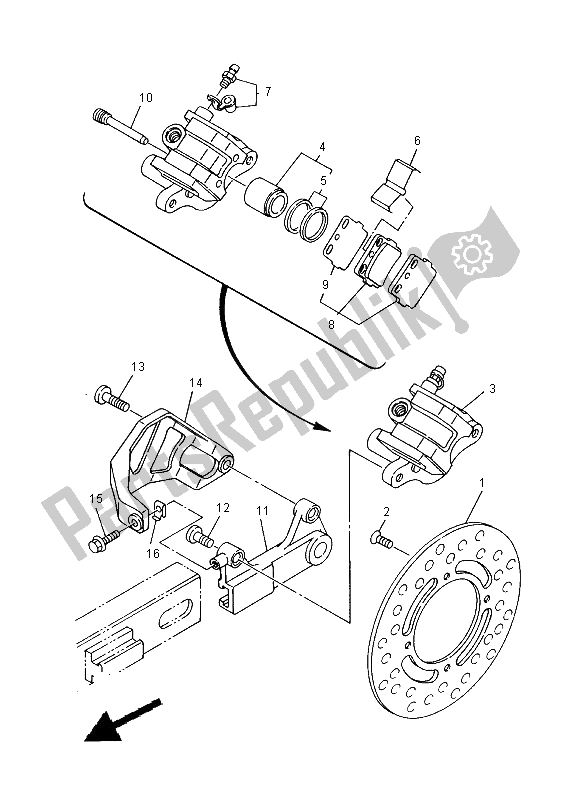 All parts for the Rear Brake Caliper of the Yamaha YZ 80 SW LW 2000