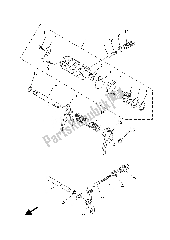 Tutte le parti per il Camma Cambio E Forcella del Yamaha YFM 700 GPD Grizzly 4X4 2013