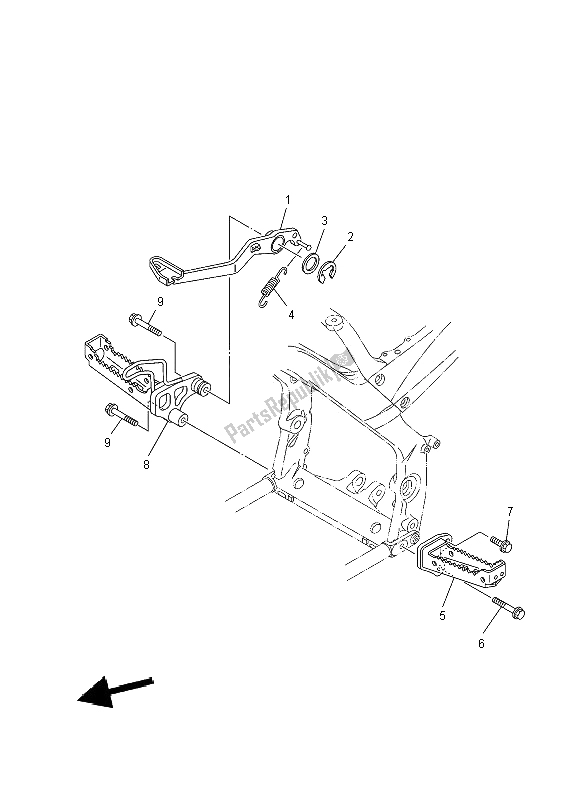 All parts for the Stand & Footrest of the Yamaha YFM 700R 2012