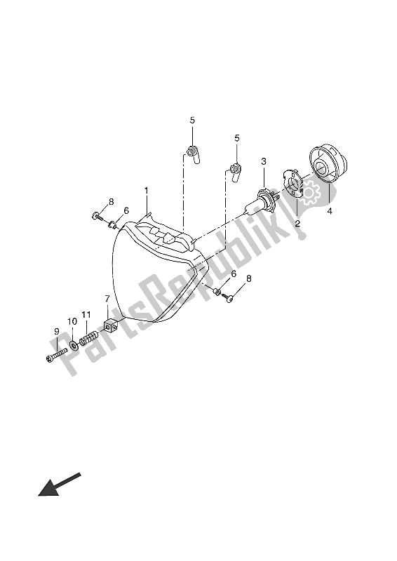 All parts for the Headlight of the Yamaha MT 125A 2016