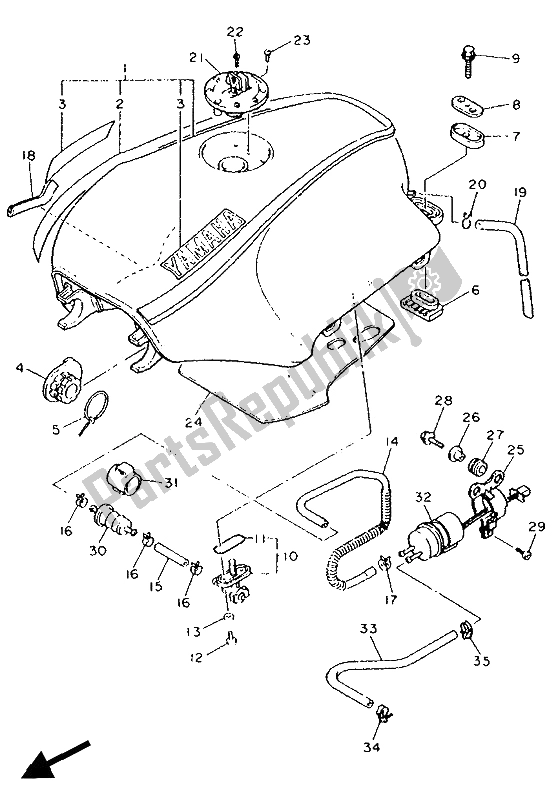 Tutte le parti per il Serbatoio Di Carburante del Yamaha FJ 1200A 1991