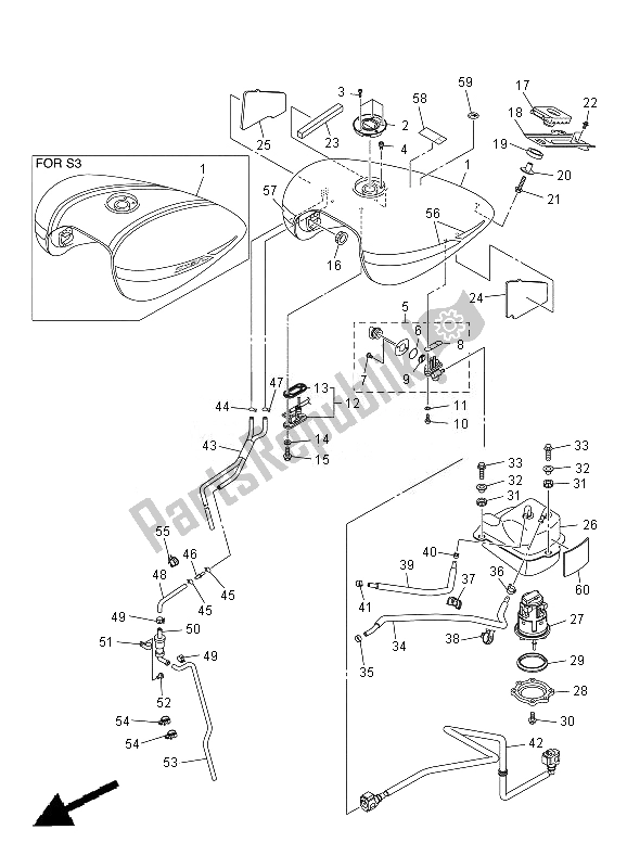 Toutes les pièces pour le Réservoir D'essence du Yamaha XVS 1300A 2007