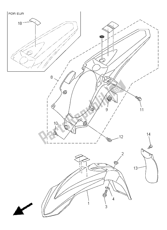 All parts for the Fender of the Yamaha YZ 450F 2015