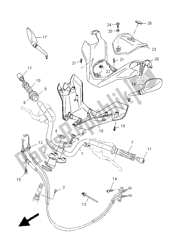 Tutte le parti per il Maniglia E Cavo Dello Sterzo del Yamaha YP 250R 2015