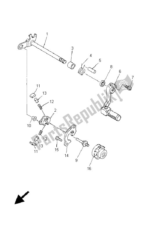 All parts for the Shift Shaft of the Yamaha WR 426F 400F 2001