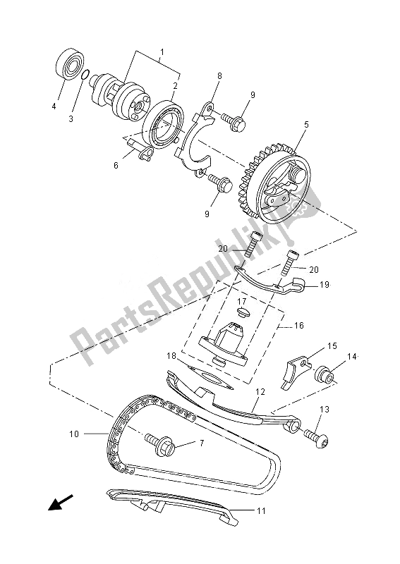 Tutte le parti per il Albero A Camme E Catena del Yamaha YZF R 125 2013