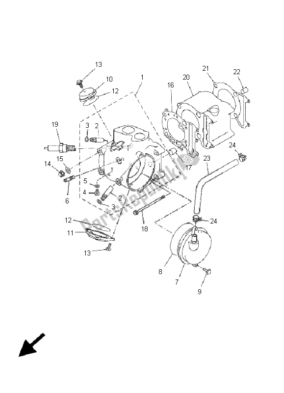 All parts for the Cylinder of the Yamaha YP 250R X MAX 2007