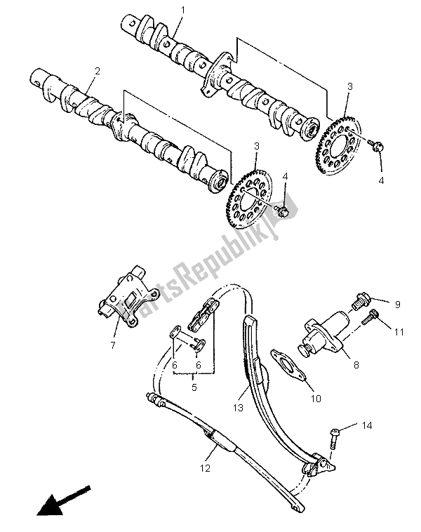 Toutes les pièces pour le Arbre à Cames Et Chaîne du Yamaha FZR 600R 1995