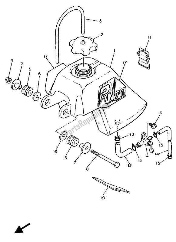 Todas las partes para Depósito De Combustible de Yamaha PW 50 1991