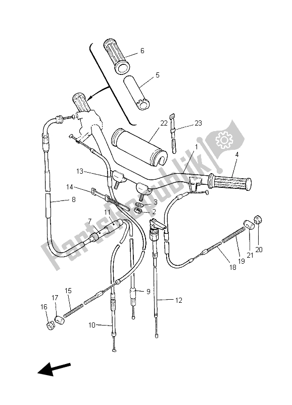 All parts for the Steering Handle & Cable of the Yamaha PW 50 2006