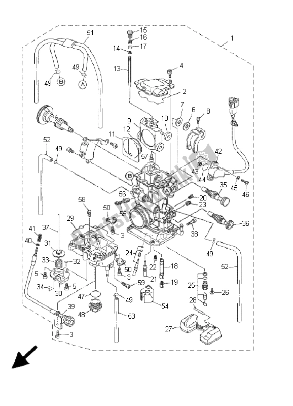 Toutes les pièces pour le Carburateur du Yamaha YZ 250F 2001