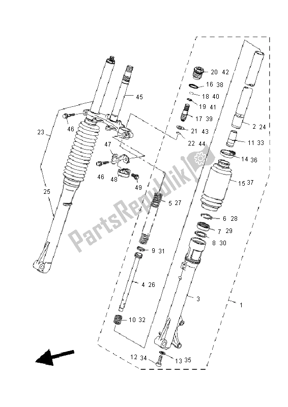 All parts for the Front Fork of the Yamaha TT R 125E SW LW 2011