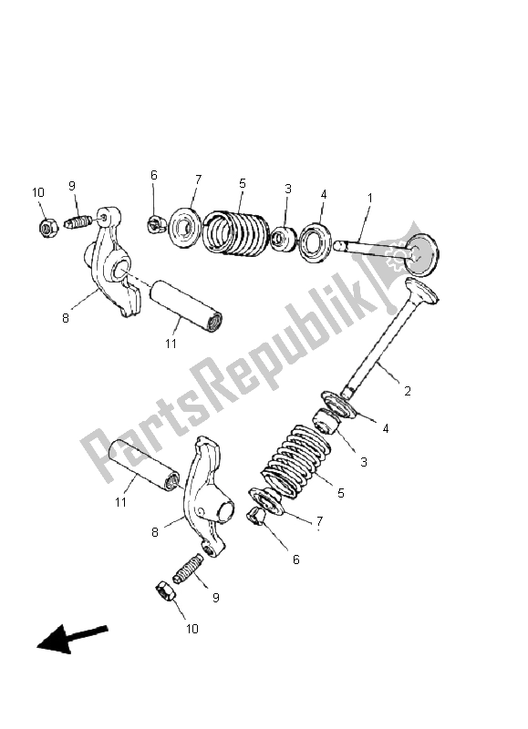 Wszystkie części do Zawór Yamaha YFM 80R 2006