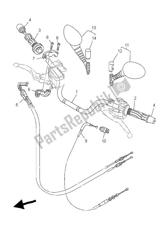 Todas las partes para Manija De Dirección Y Cable de Yamaha TDM 900 2004