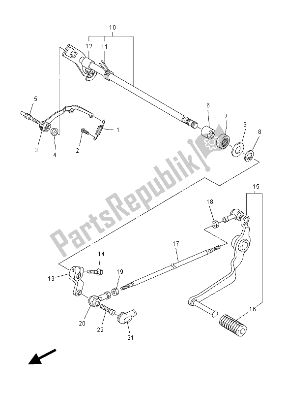 All parts for the Shift Shaft of the Yamaha FZ1 N 1000 2012