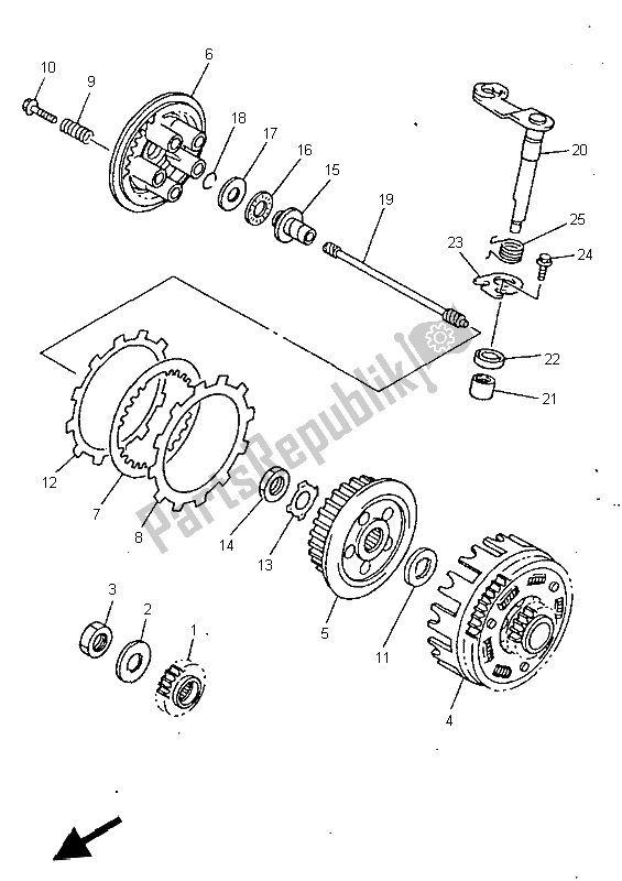 Alle onderdelen voor de Koppeling van de Yamaha WR 400F 1998