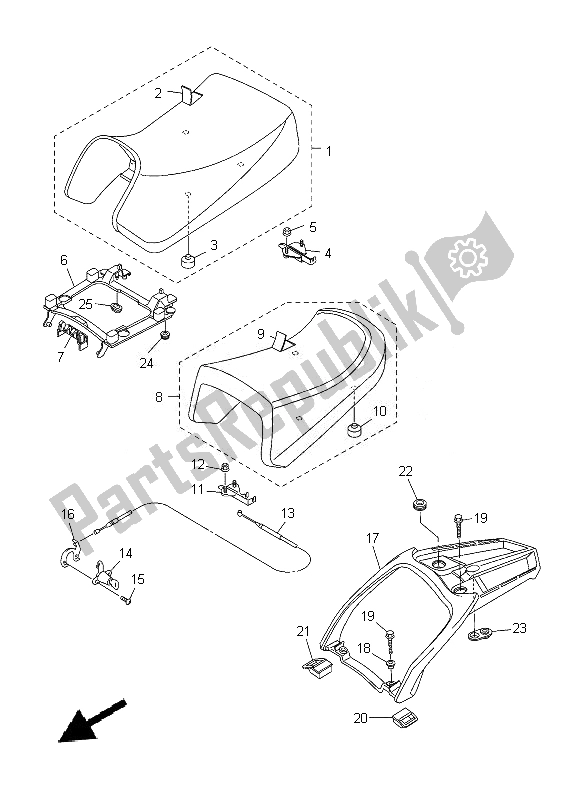 Todas as partes de Assento do Yamaha FJR 1300A 2014