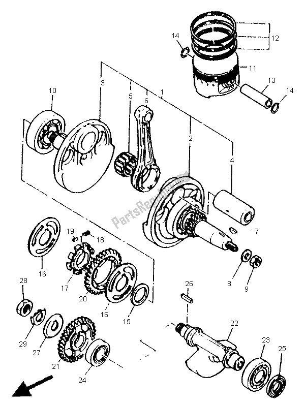 Todas las partes para Cigüeñal Y Pistón de Yamaha SZR 660 1995