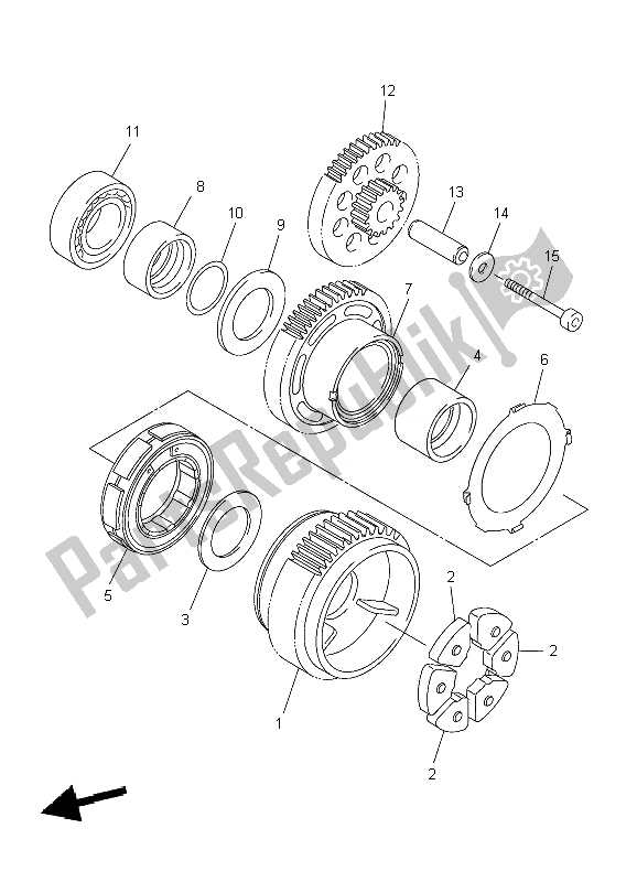 All parts for the Starter of the Yamaha YZF R1 1000 2007