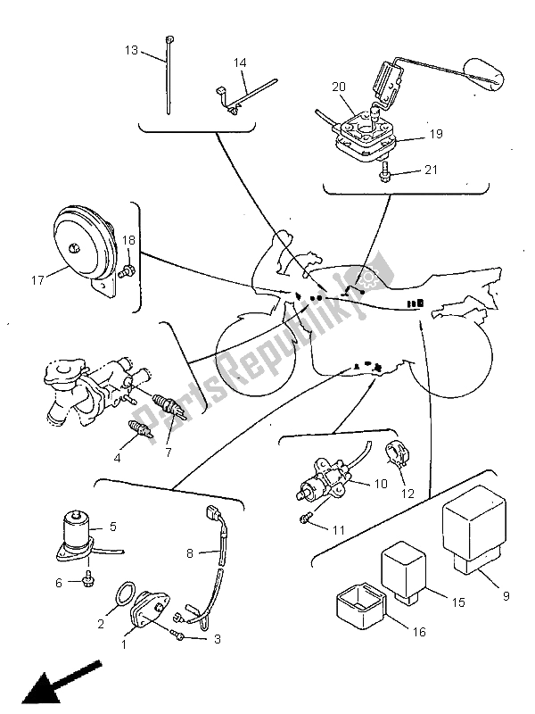 All parts for the Electrical 2 of the Yamaha FZS 600 1998