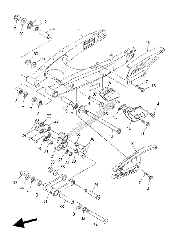 All parts for the Rear Arm of the Yamaha WR 250R 2008