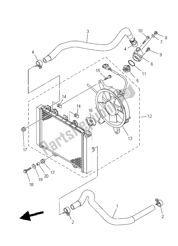 All parts for the Radiator & Hose of the Yamaha YFM 550 Fwad 2014