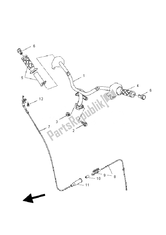 All parts for the Steering Handle & Cable of the Yamaha YQ 50L Aerox Race Replica 2010