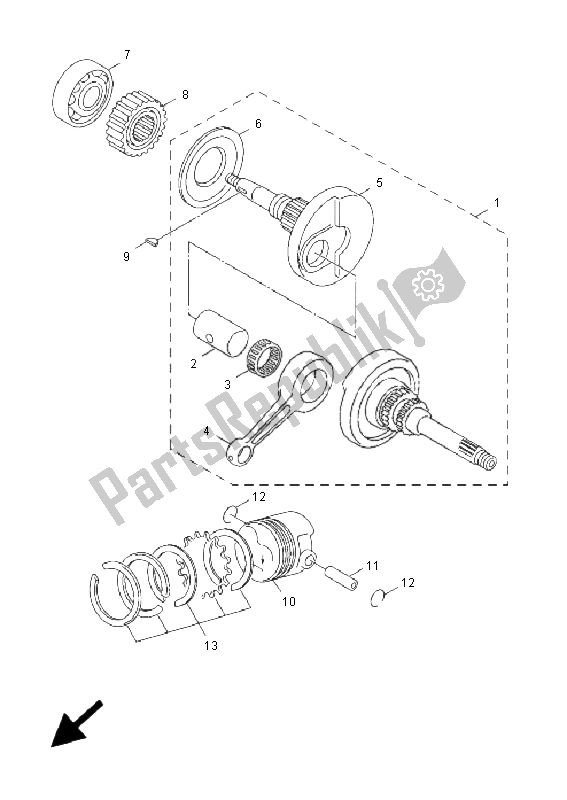 All parts for the Crankshaft & Piston of the Yamaha YN 50F 4T Neos 2009