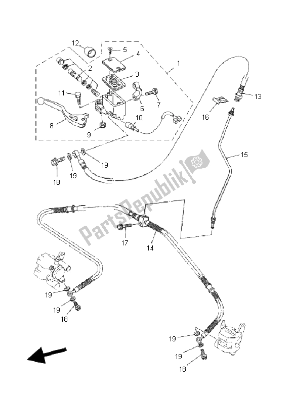 All parts for the Front Master Cylinder of the Yamaha YFM 350R 2011