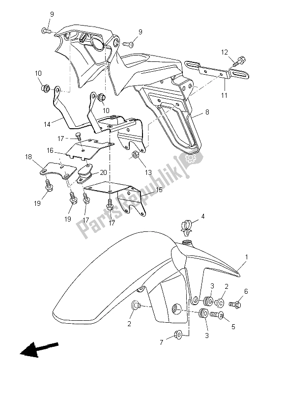All parts for the Fender of the Yamaha MT 03 660 2009