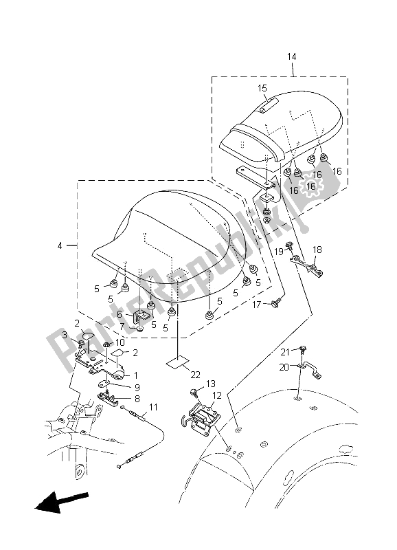 Todas las partes para Asiento de Yamaha XV 1900A Midnighst Star 2009