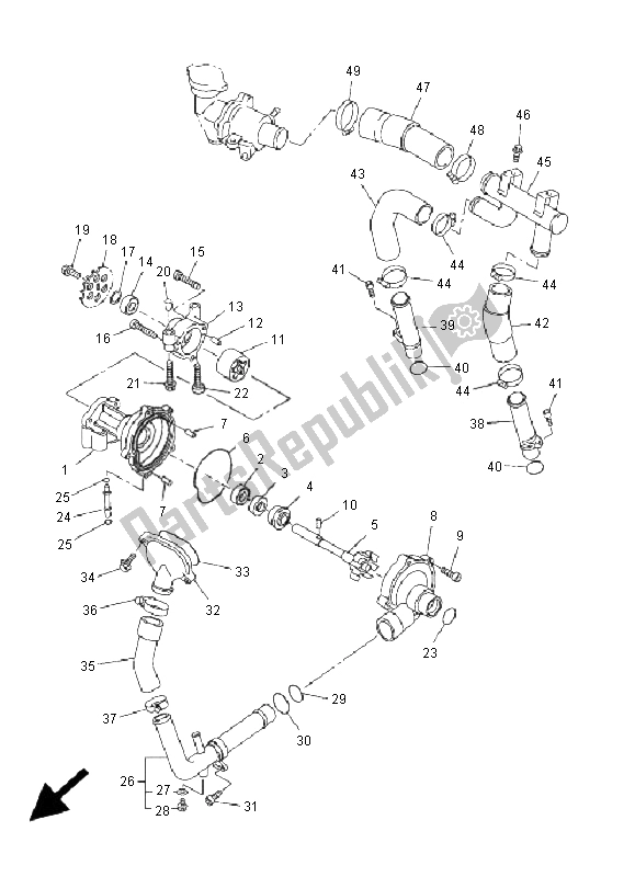 Alle onderdelen voor de Waterpomp van de Yamaha FZS 1000 Fazer 2001