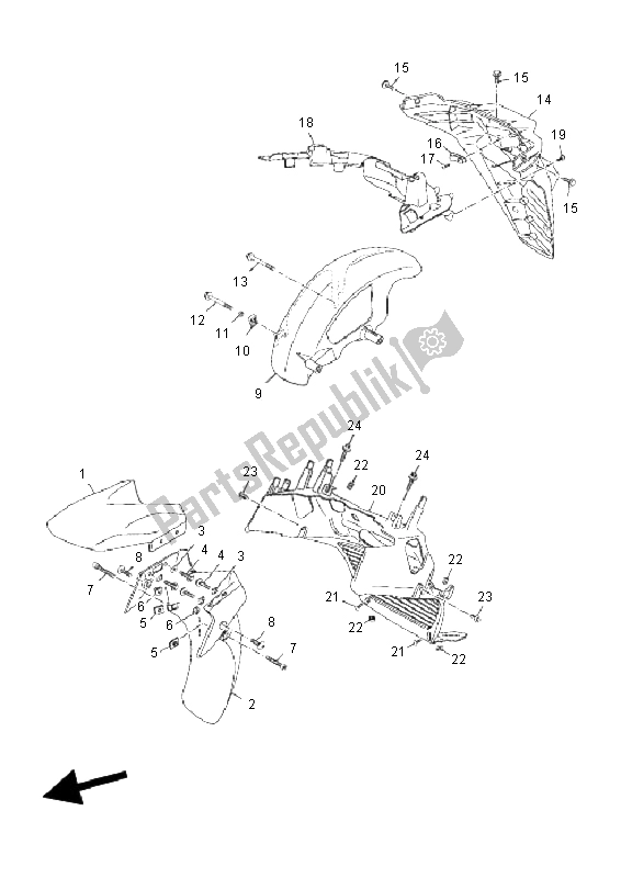 All parts for the Fender of the Yamaha YP 125R X MAX 2011