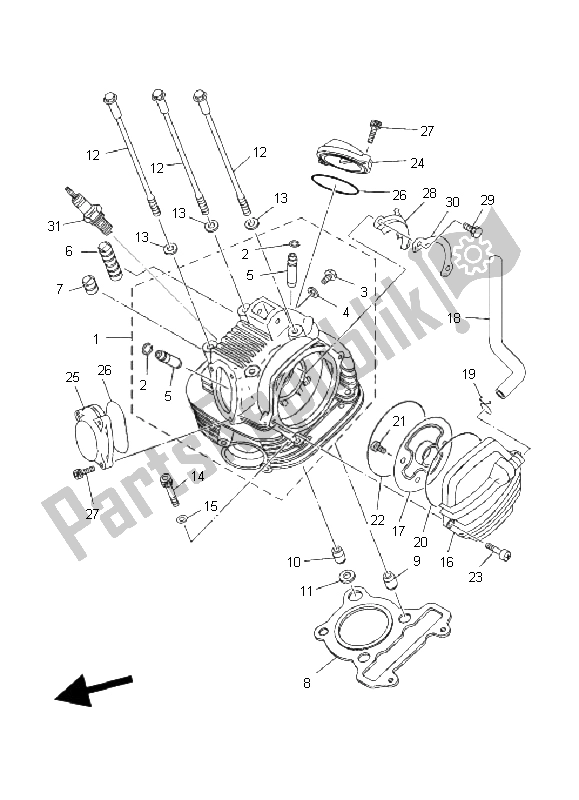 Tutte le parti per il Testata del Yamaha YFM 250 Bear Tracker 2X4 2004