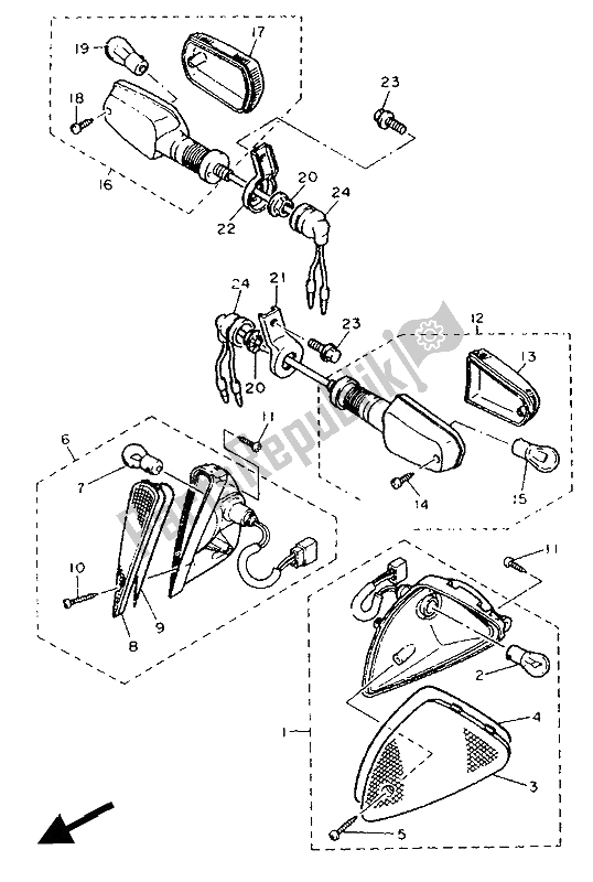 Wszystkie części do ? Wiat? O Migacza Yamaha FJ 1200 1991